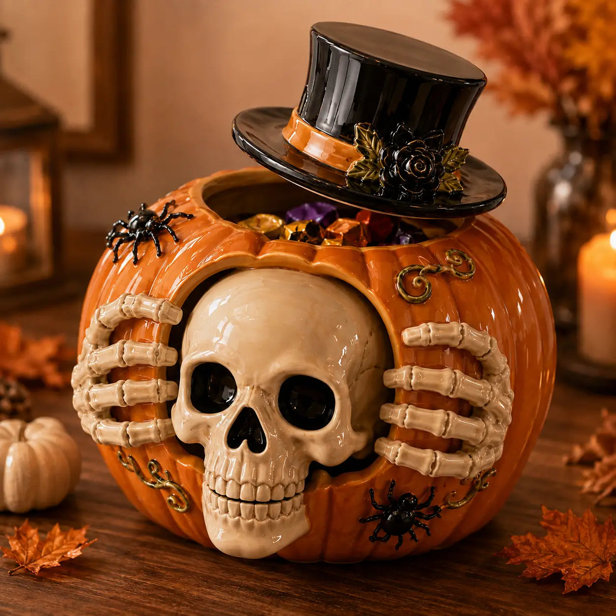 Skull Pumpkin Candy Jar – Spooky-Cute Halloween Magic 🎃💀🍬🏆