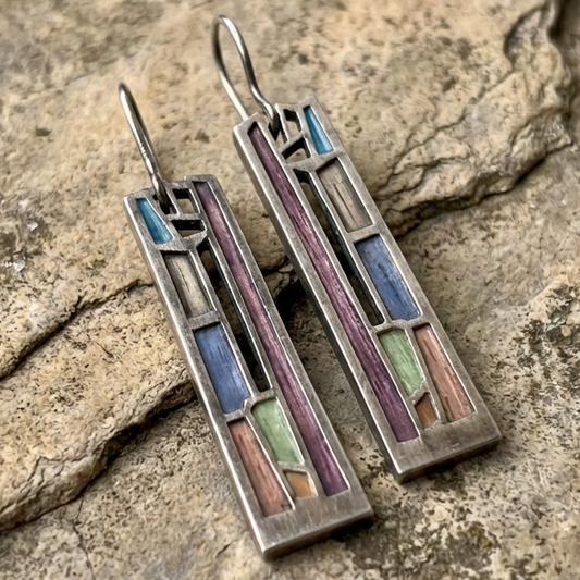 Vintage Colorful Silver Earrings