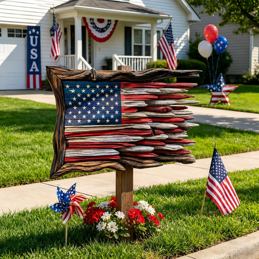 Handcrafted 3D Wooden American Flag Wall Decor⭐🏆