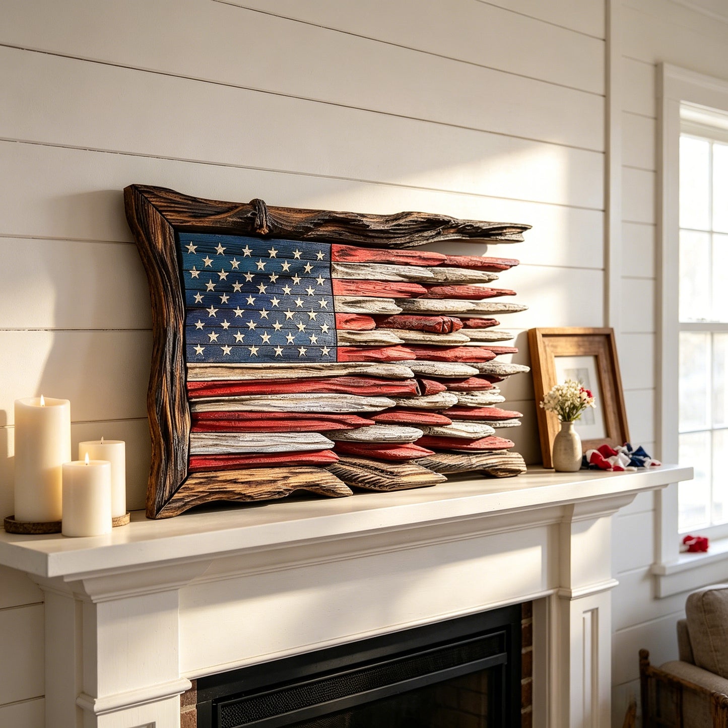 Handcrafted 3D Wooden American Flag Wall Decor⭐🏆