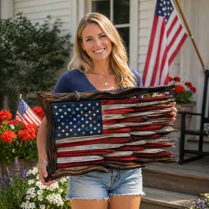 Handcrafted 3D Wooden American Flag Wall Decor⭐🏆