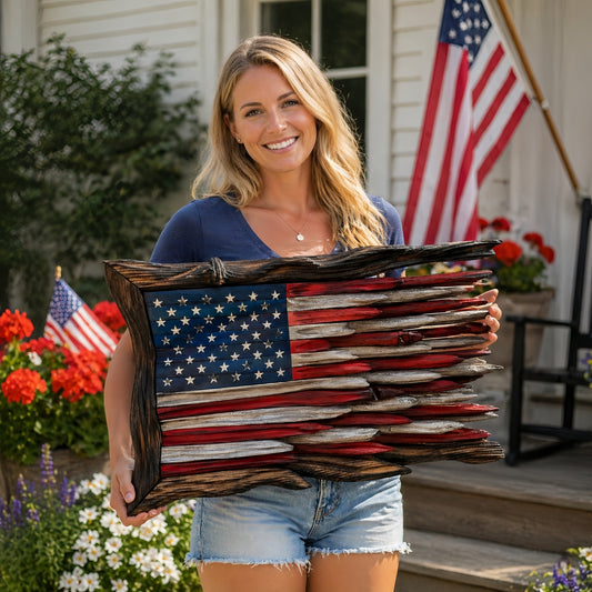 Handcrafted 3D Wooden American Flag Wall Decor⭐🏆