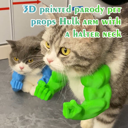 💪 3D Printed Hulk Arms Pet Cosplay Props with Halter Neck🏆