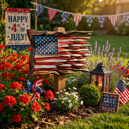 Handcrafted 3D Wooden American Flag Wall Decor⭐🏆