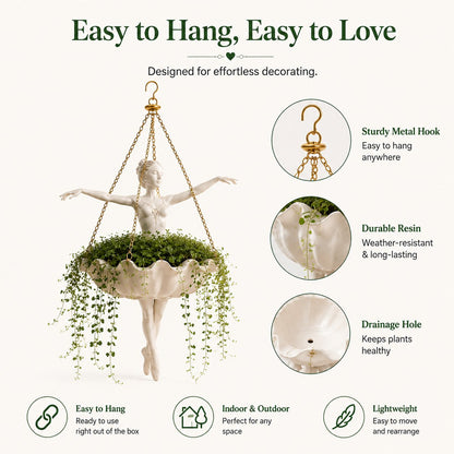 💃 Ballet Dancer Hanging Planter– 🌿Elegant Garden Decor for Porch & Patio🏆