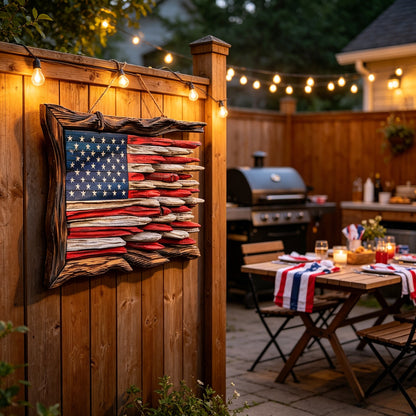 Handcrafted 3D Wooden American Flag Wall Decor⭐🏆