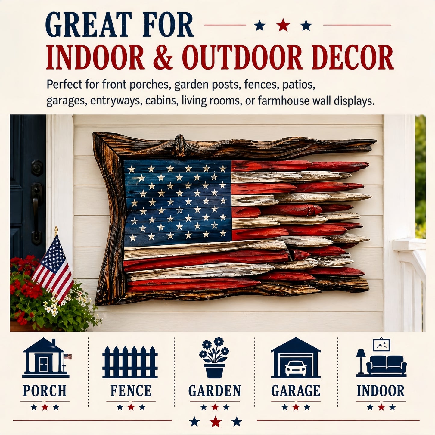 Handcrafted 3D Wooden American Flag Wall Decor⭐🏆