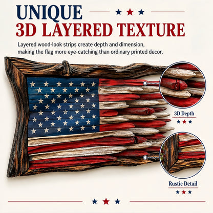 Handcrafted 3D Wooden American Flag Wall Decor⭐🏆