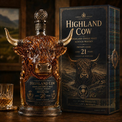 🔥✨Limit to Sale✨ 🔥🐮Highland Cow Private Cask 21 Years Whisky Bottle🍺🏆