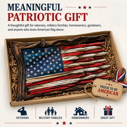 Handcrafted 3D Wooden American Flag Wall Decor⭐🏆