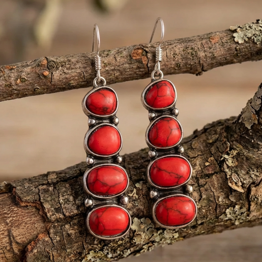 Vintage Red Turquoise Earrings