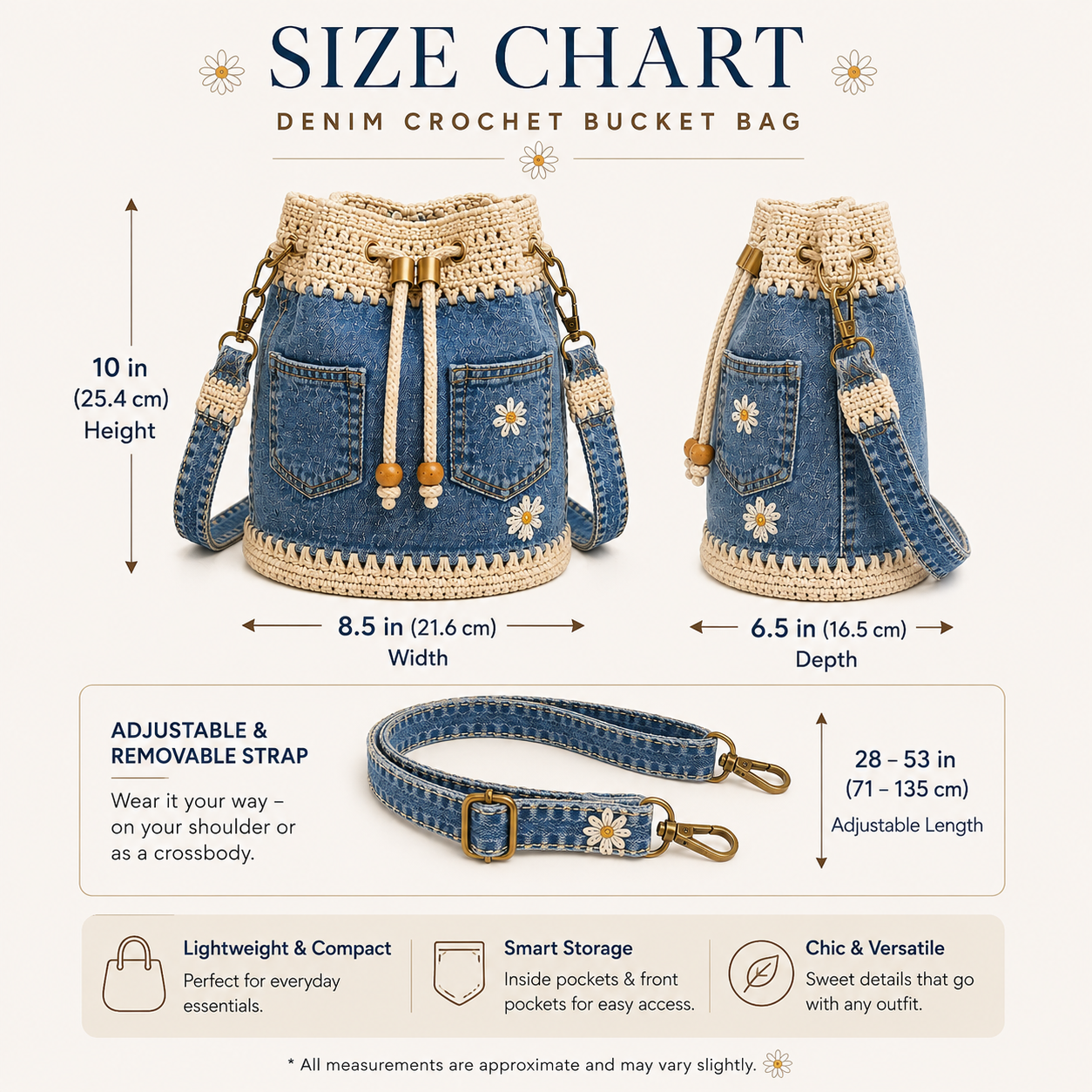 Denim Crochet Bucket Bag👜🏆