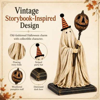 Summerween Sale 50% OFF - Lighted Vintage Ghost Figurine with Glowing Pumpkin Staff🏆