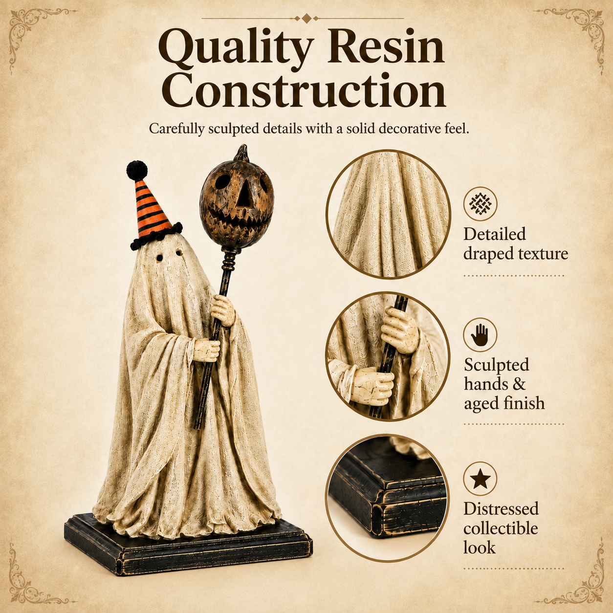 Summerween Sale 50% OFF - Lighted Vintage Ghost Figurine with Glowing Pumpkin Staff🏆
