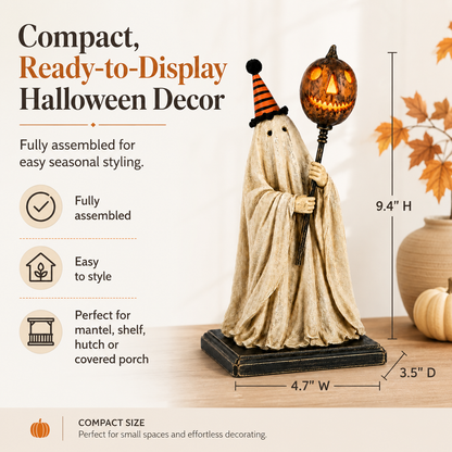 Summerween Sale 50% OFF - Lighted Vintage Ghost Figurine with Glowing Pumpkin Staff🏆