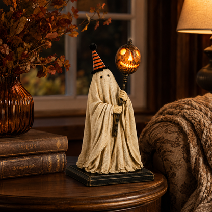 Summerween Sale 50% OFF - Lighted Vintage Ghost Figurine with Glowing Pumpkin Staff🏆