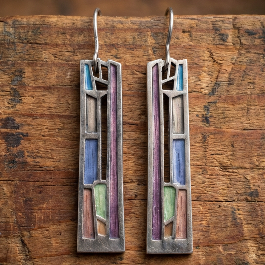 Vintage Colorful Silver Earrings