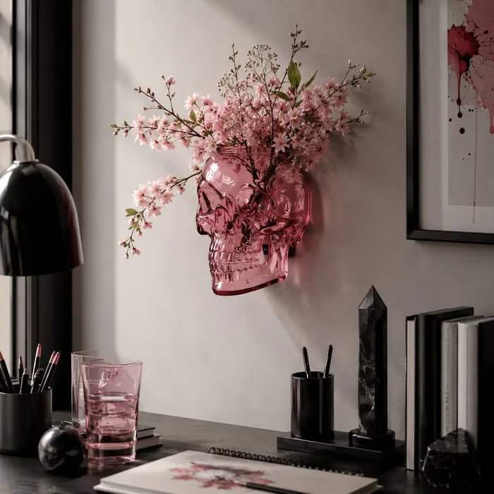 Gothic Skull Wall Vase 💀🌸 – Hangable & Tabletop Freestanding🏆