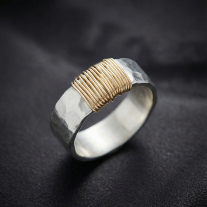 Vintage Golden Threads Silver Ring