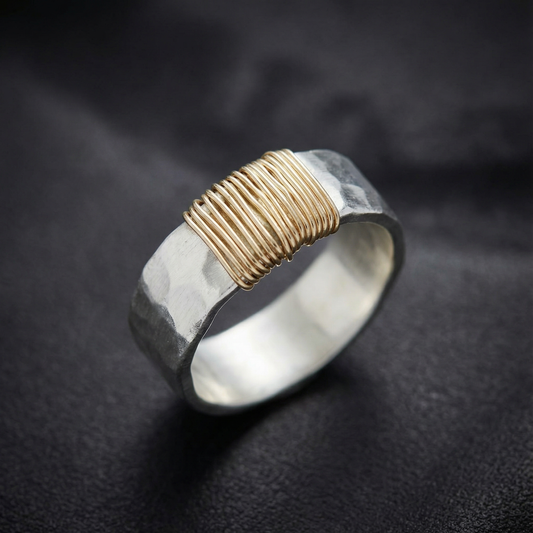 Vintage Golden Threads Silver Ring