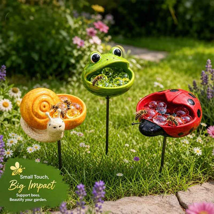 🐝 Cute Animal Design Garden Watering Station, Outdoor Decorative Water Bowl for Bees Butterflies and Small Wildlife🐸🏆