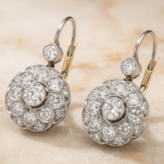 Vintage Rounded Mandala Crystal Earrings